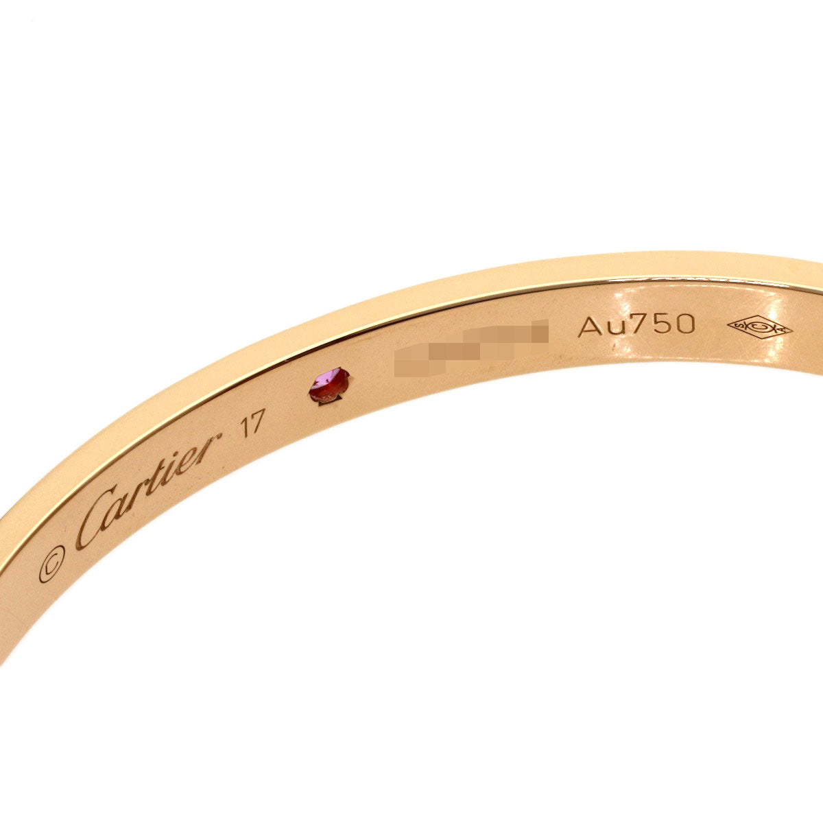 CARTIER Open LOVE Bracelets Pink Sapphire #17 Bracelet K18 Pink Gold Ladies [Used]