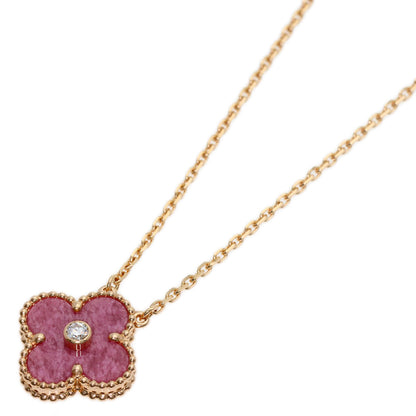 Van Cleef & Arpels Vintage Alhambra Rhodonite Diamond Necklace K18 Pink Gold Ladies [Used]