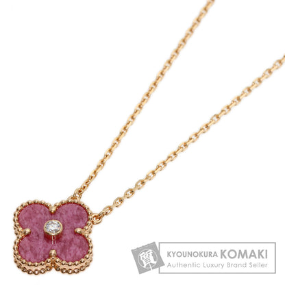 Van Cleef & Arpels Vintage Alhambra Rhodonite Diamond Necklace K18 Pink Gold Ladies [Used]