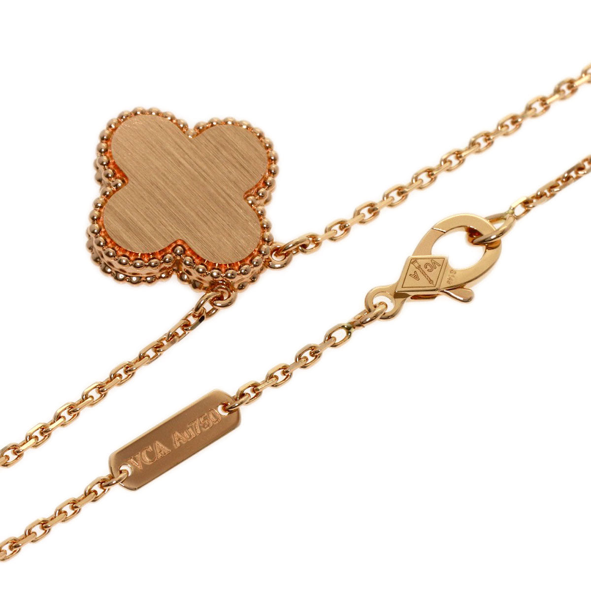 Van Cleef & Arpels Vintage Alhambra Rhodonite Diamond Necklace K18 Pink Gold Ladies [Used]