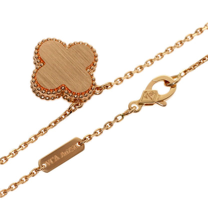 Van Cleef & Arpels Vintage Alhambra Rhodonite Diamond Necklace K18 Pink Gold Ladies [Used]