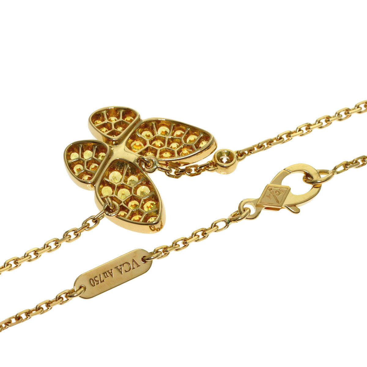 Van Cleef & Arpels De Papillon Yellow Sapphire Diamond Necklace K18 Yellow Gold Ladies [Used]