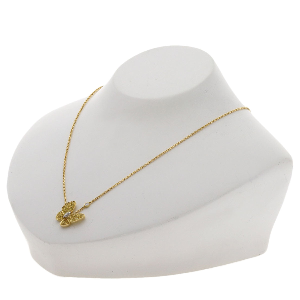 Van Cleef & Arpels De Papillon Yellow Sapphire Diamond Necklace K18 Yellow Gold Ladies [Used]