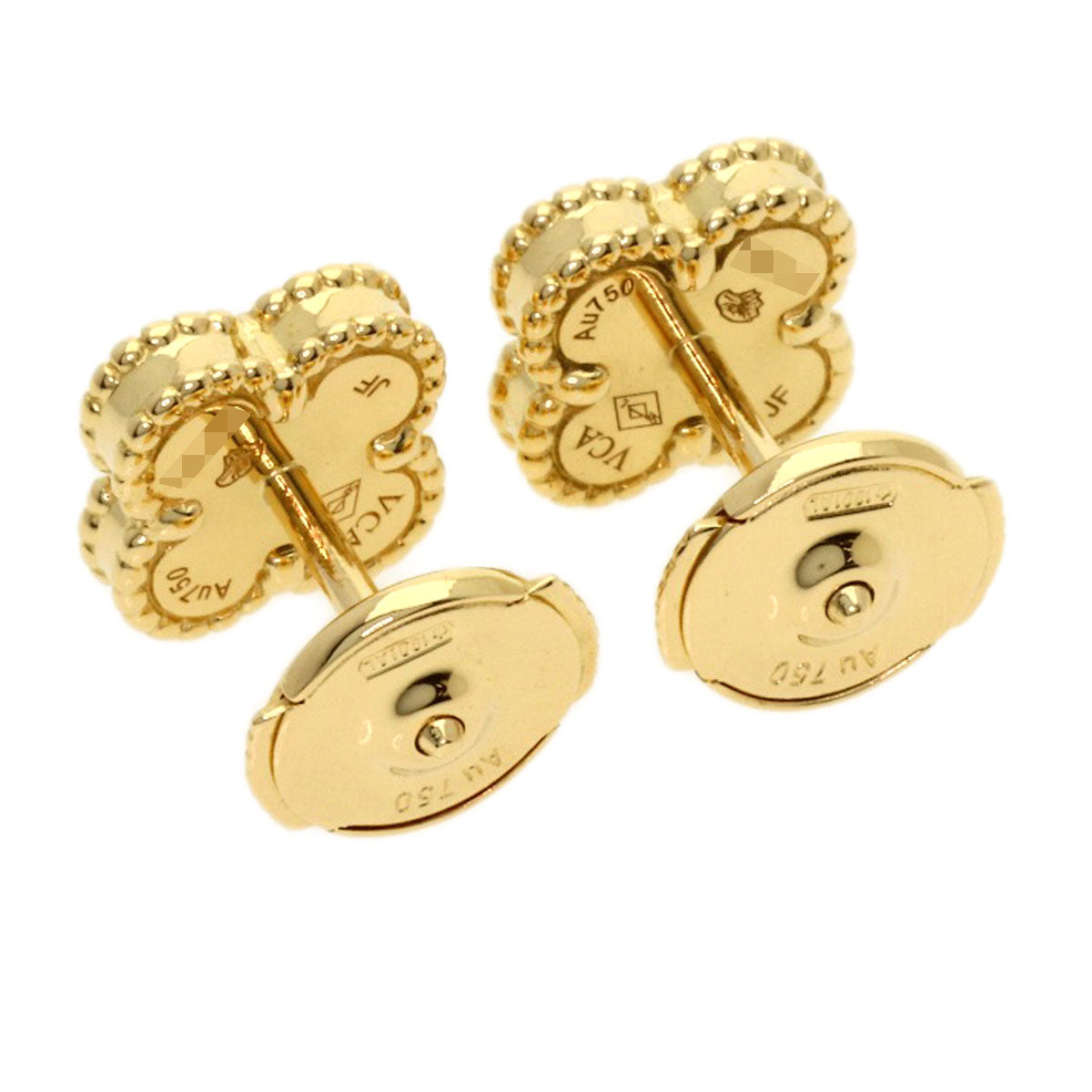 Van Cleef & Arpels Sweet Alhambra Onyx earring K18 Yellow Gold Ladies [Used]