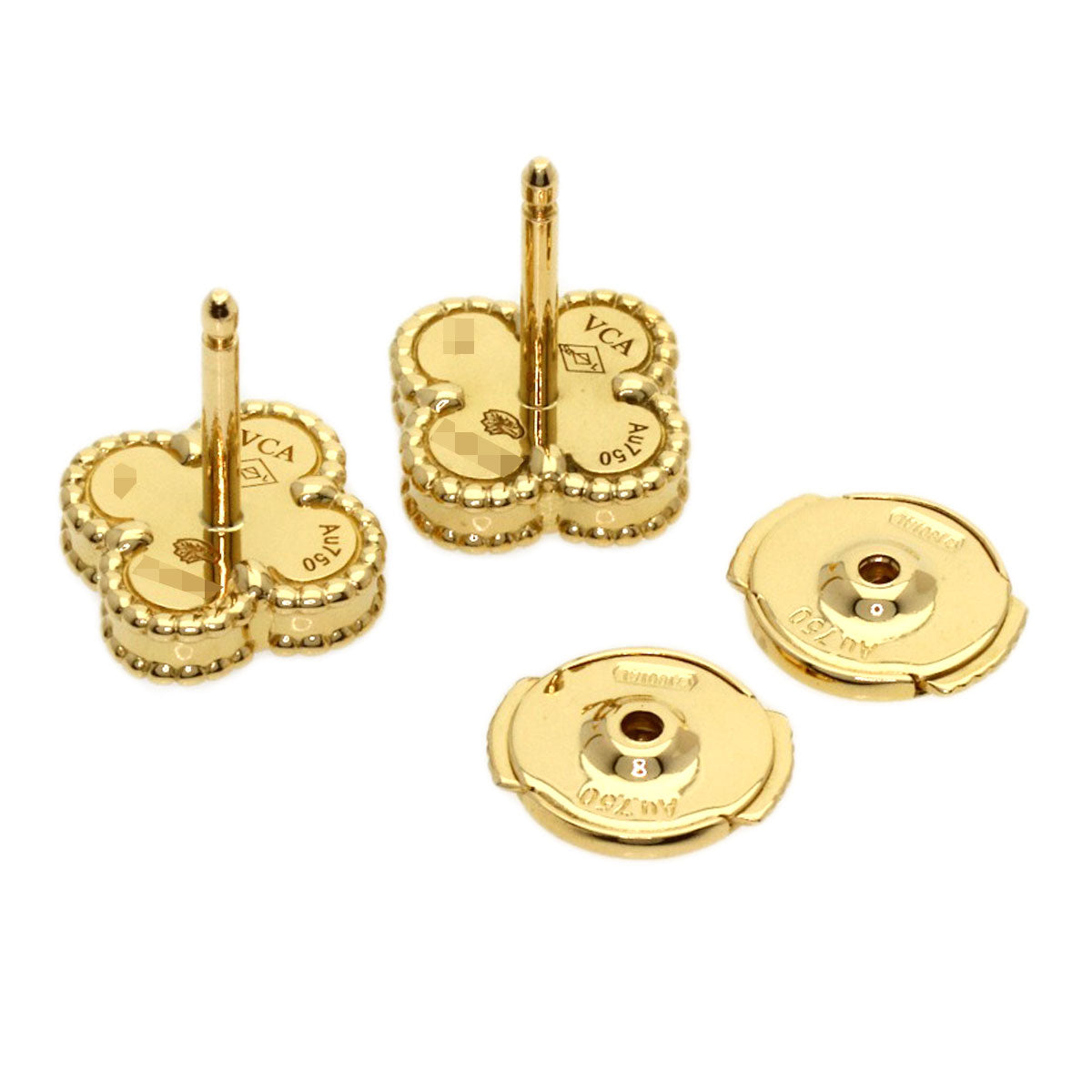 Van Cleef & Arpels Sweet Alhambra Onyx earring K18 Yellow Gold Ladies [Used]