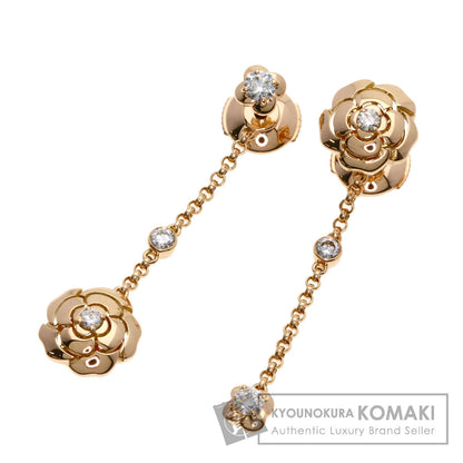 CHANEL Camellia Asymmetrical Transformable Diamond earring K18 Pink Gold Ladies [Used]