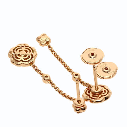 CHANEL Camellia Asymmetrical Transformable Diamond earring K18 Pink Gold Ladies [Used]