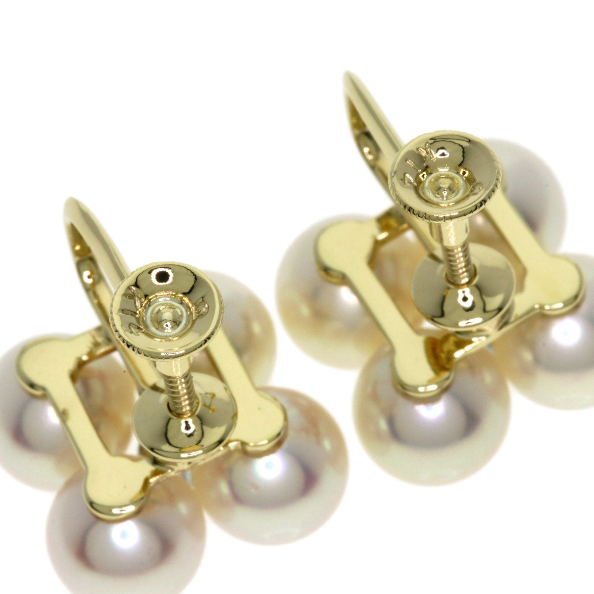 MIKIMOTO Pearl Pearl Diamond Earring K14 Yellow Gold Ladies [Used]