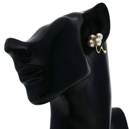 MIKIMOTO Pearl Pearl Diamond Earring K14 Yellow Gold Ladies [Used]