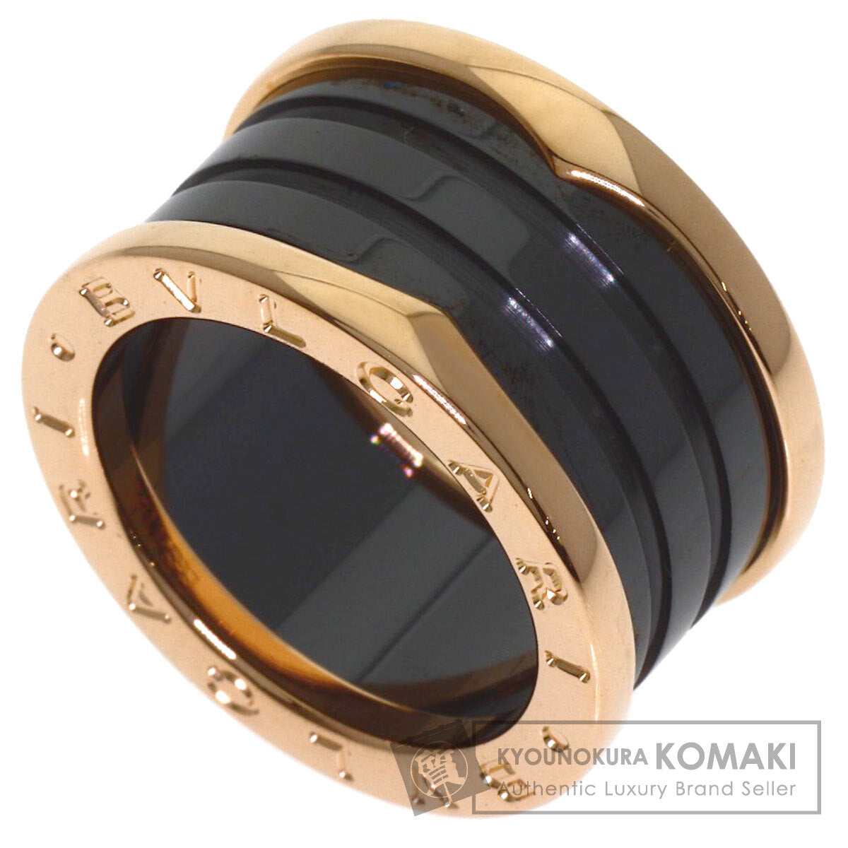 BVLGARI B.zero1 4-band Black ceramic #51 Ring K18 Pink Gold Ladies [Used]