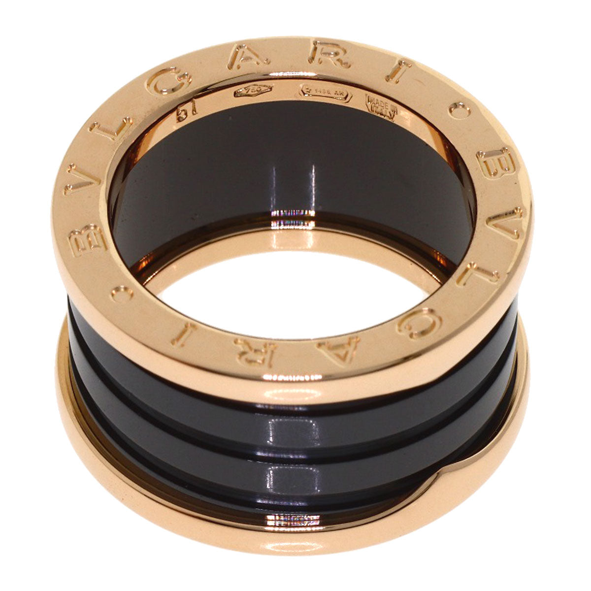 BVLGARI B.zero1 4-band Black ceramic #51 Ring K18 Pink Gold Ladies [Used]