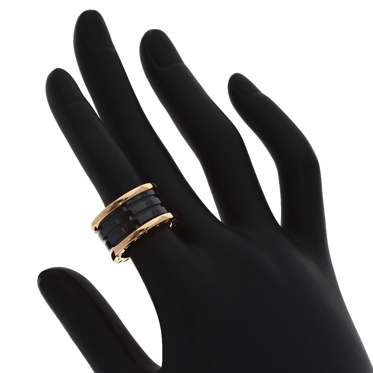 BVLGARI B.zero1 4-band Black ceramic #51 Ring K18 Pink Gold Ladies [Used]