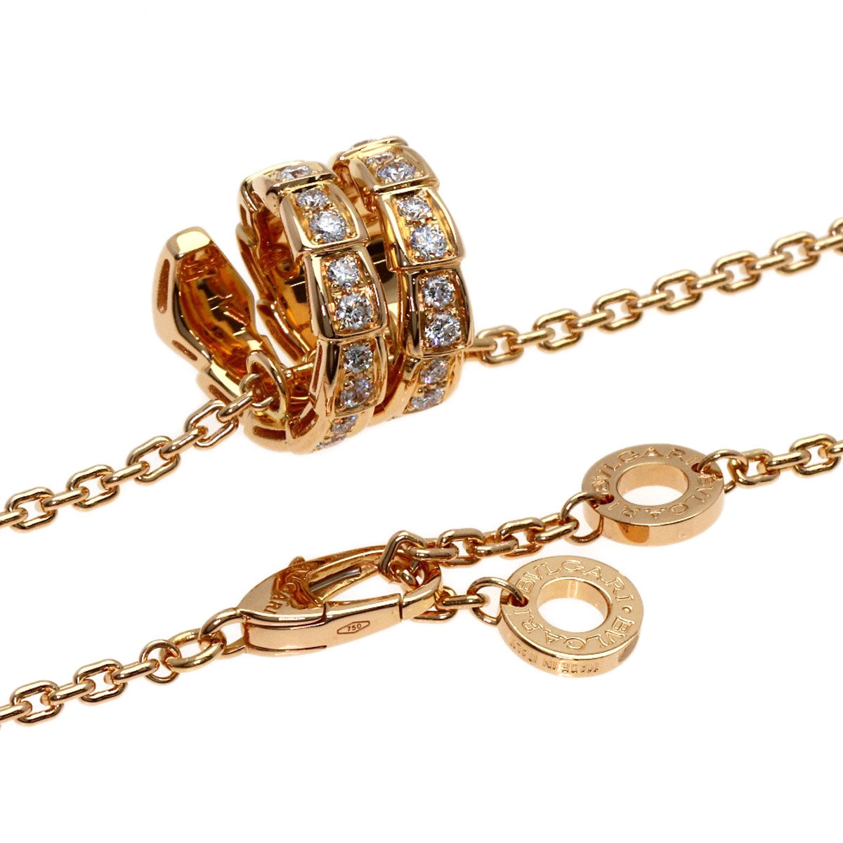 BVLGARI Serpenti Viper Diamond Necklace K18 Pink Gold Ladies [Used]