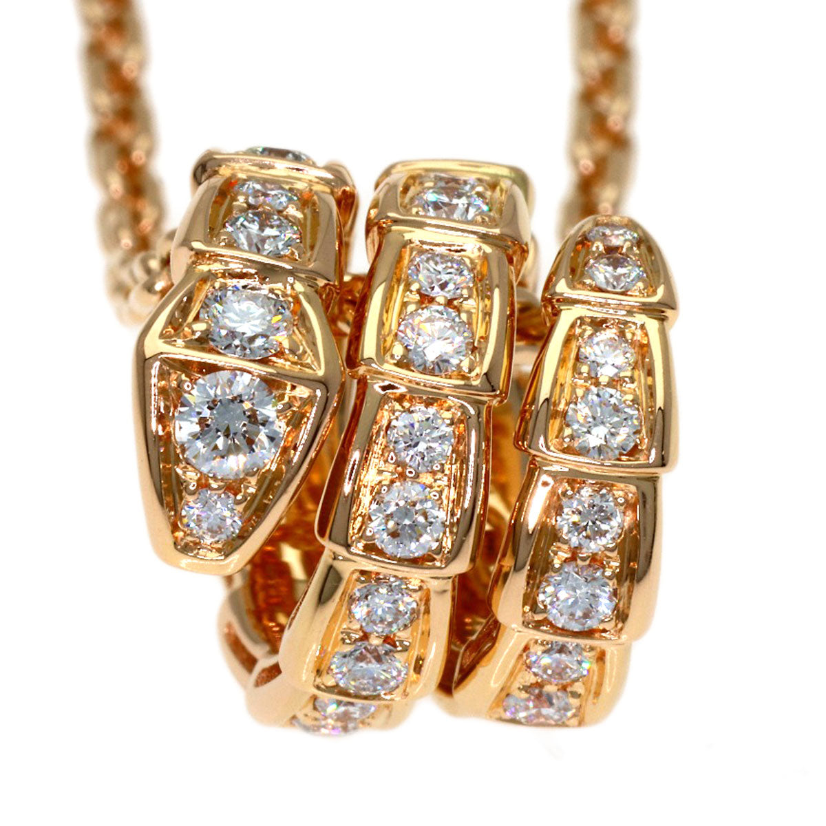 BVLGARI Serpenti Viper Diamond Necklace K18 Pink Gold Ladies [Used]