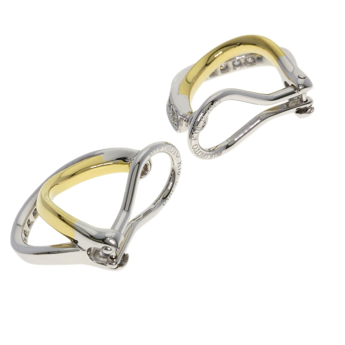 MIKIMOTO Diamond Earring K18 White Gold 18K Yellow GoldLadies [Used]