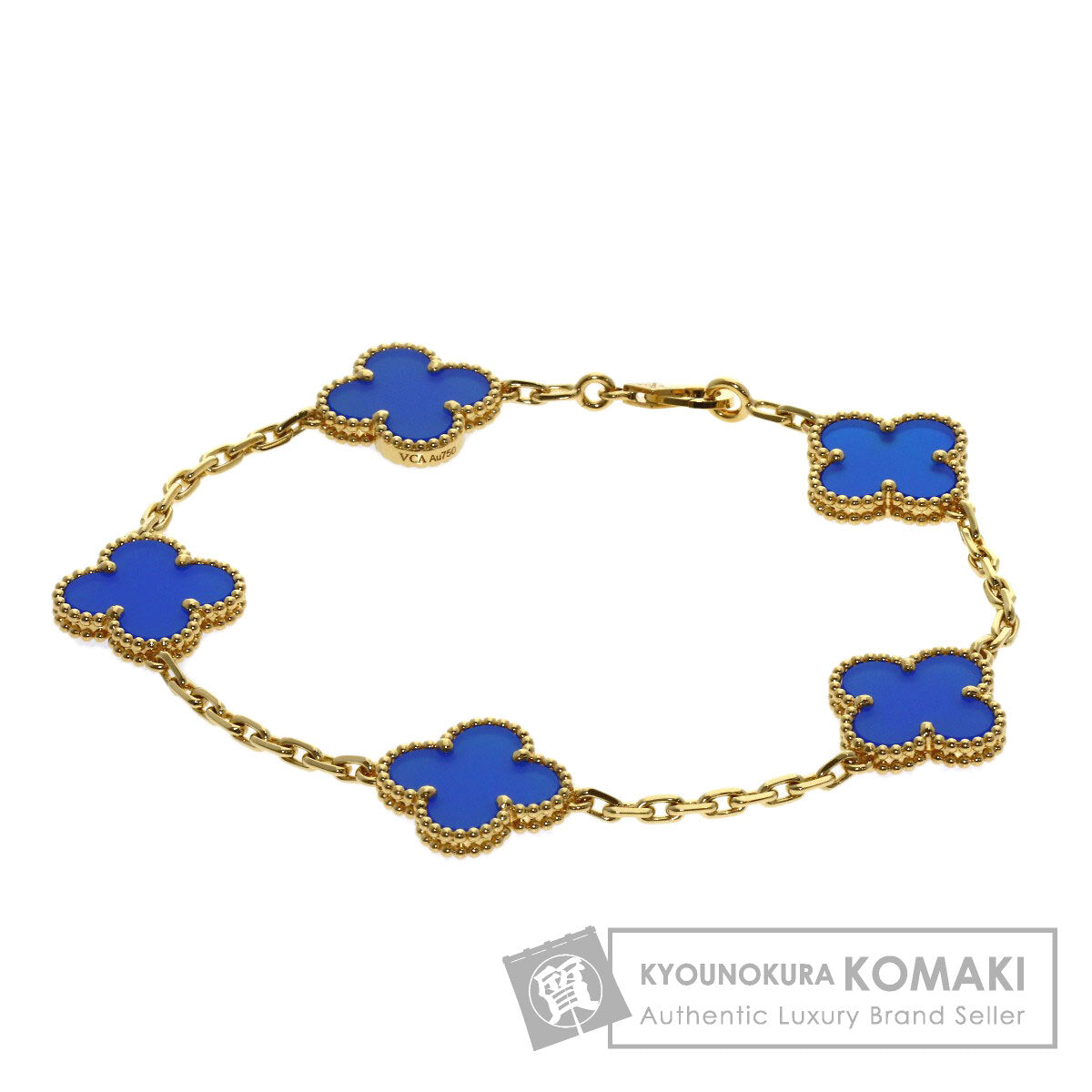 Van Cleef & Arpels Vintage Alhambra 5-Motif Blue Agate Bracelet K18 Yellow Gold Ladies [Used]