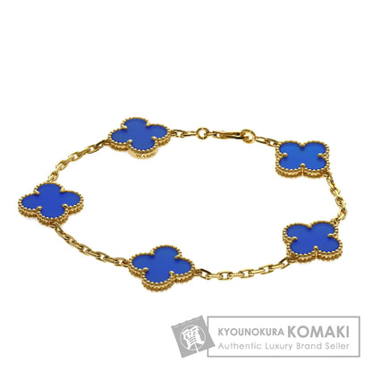 Van Cleef & Arpels Vintage Alhambra 5-Motif Blue Agate Bracelet K18 Yellow Gold Ladies [Used]