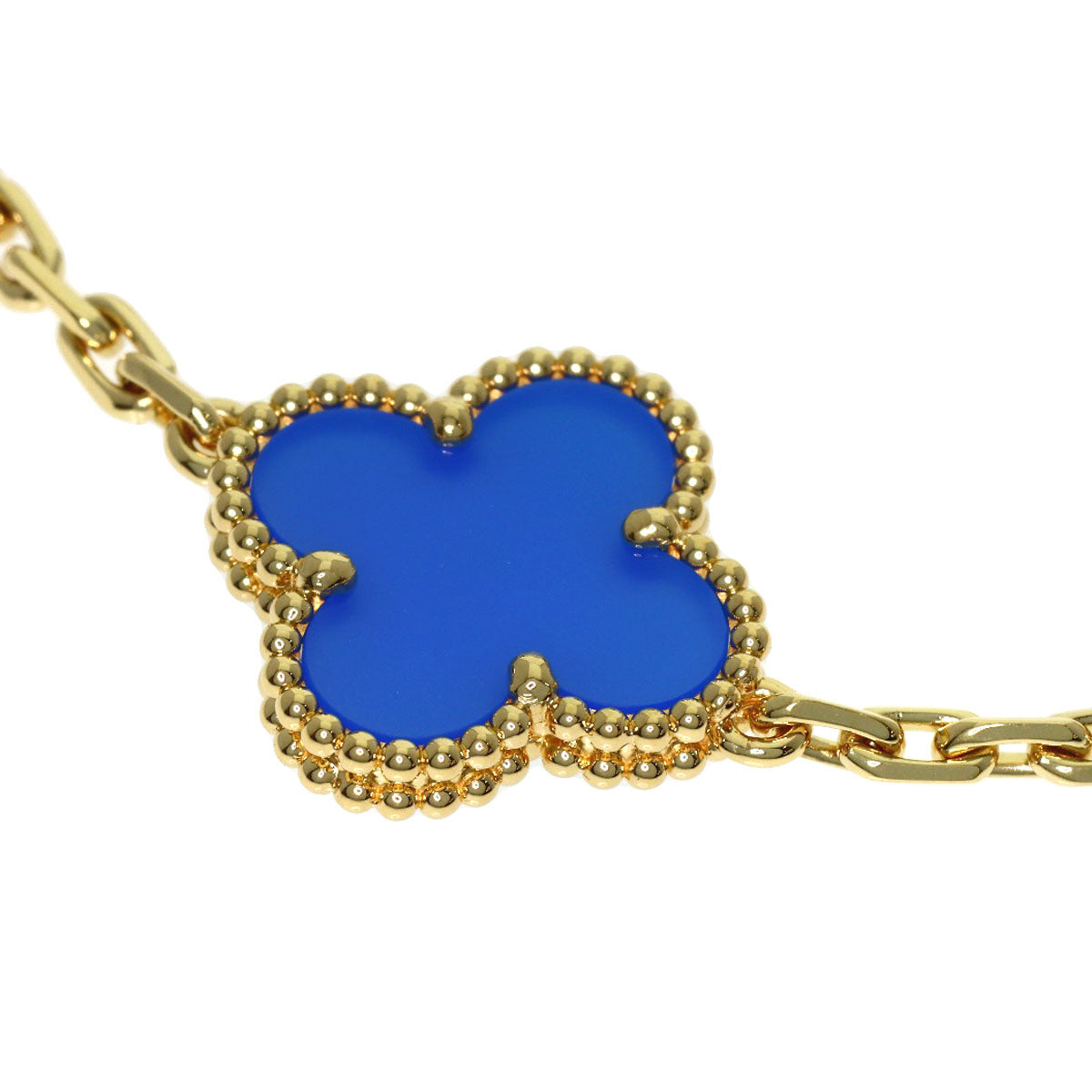 Van Cleef & Arpels Vintage Alhambra 5-Motif Blue Agate Bracelet K18 Yellow Gold Ladies [Used]
