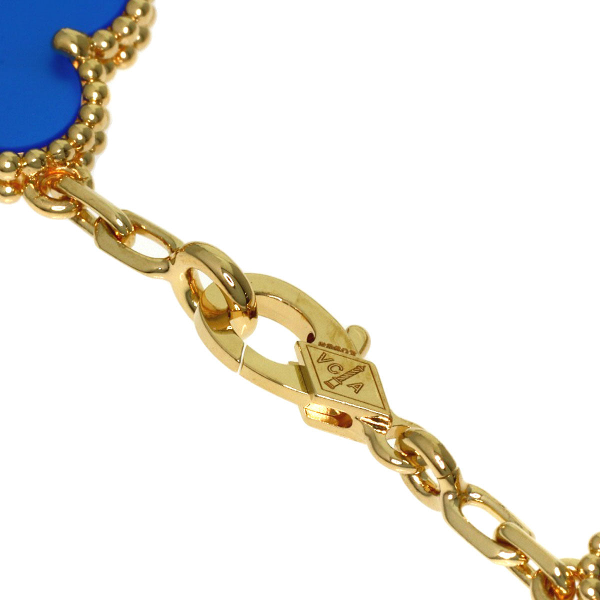 Van Cleef & Arpels Vintage Alhambra 5-Motif Blue Agate Bracelet K18 Yellow Gold Ladies [Used]