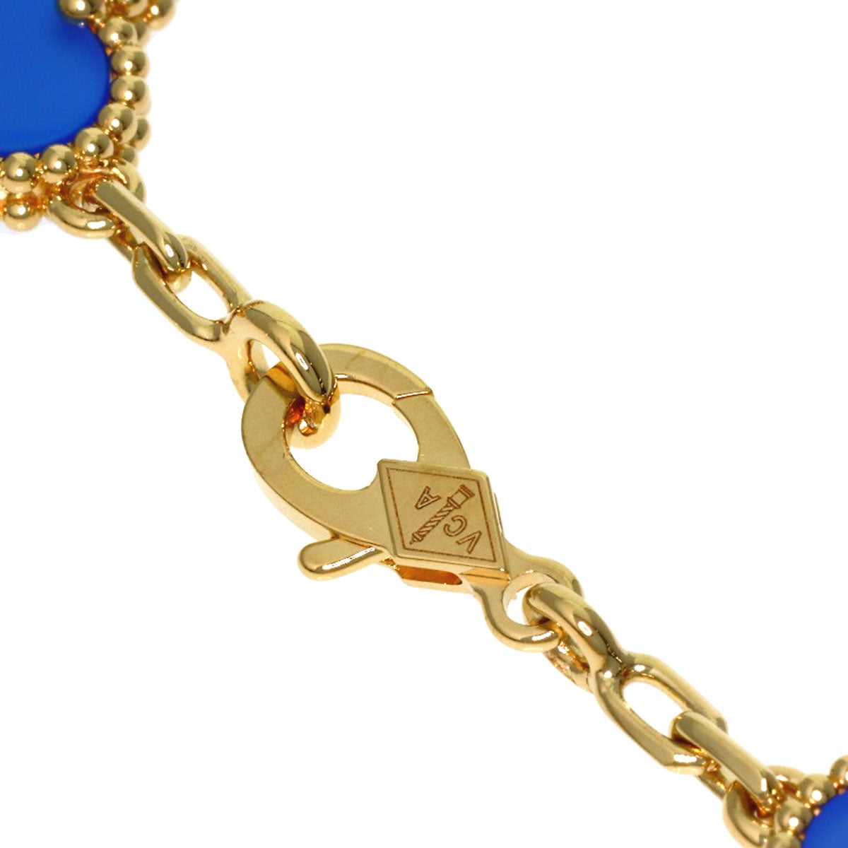Van Cleef & Arpels Vintage Alhambra 5-Motif Blue Agate Bracelet K18 Yellow Gold Ladies [Used]
