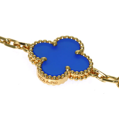 Van Cleef & Arpels Vintage Alhambra 5-Motif Blue Agate Bracelet K18 Yellow Gold Ladies [Used]