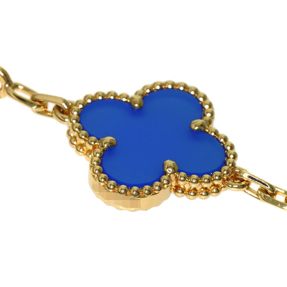 Van Cleef & Arpels Vintage Alhambra 5-Motif Blue Agate Bracelet K18 Yellow Gold Ladies [Used]
