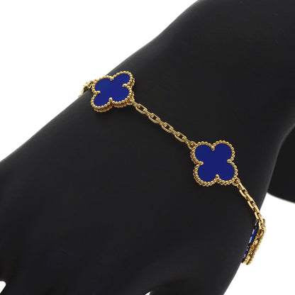 Van Cleef & Arpels Vintage Alhambra 5-Motif Blue Agate Bracelet K18 Yellow Gold Ladies [Used]