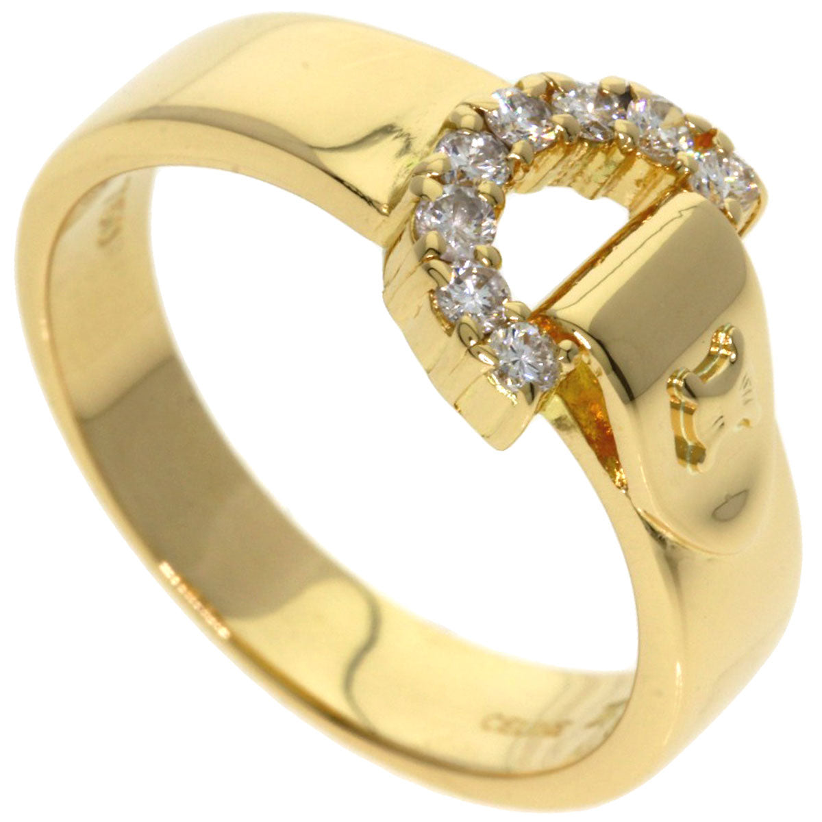 CELINE Belt motif Diamond Ring K18 Yellow Gold Ladies [Used]