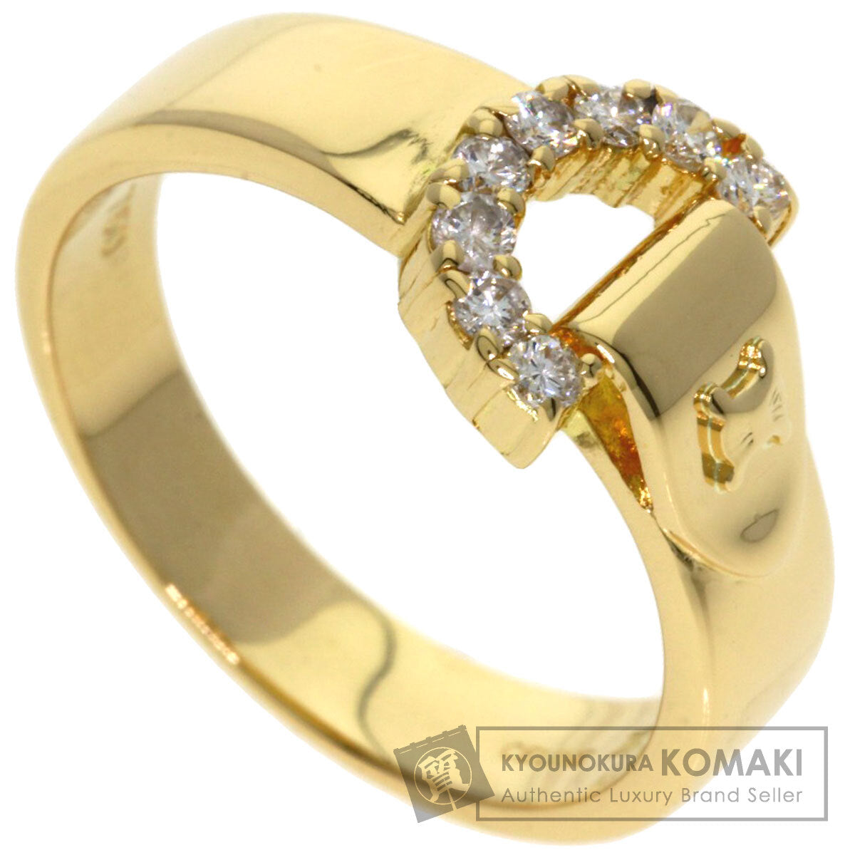 CELINE Belt motif Diamond Ring K18 Yellow Gold Ladies [Used]
