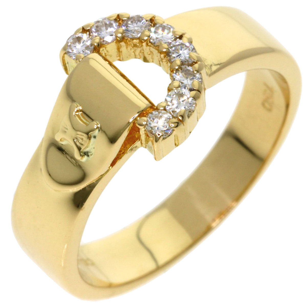 CELINE Belt motif Diamond Ring K18 Yellow Gold Ladies [Used]