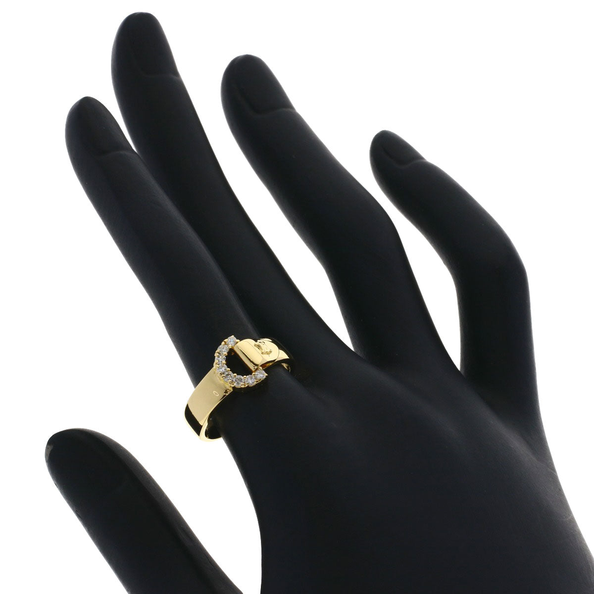 CELINE Belt motif Diamond Ring K18 Yellow Gold Ladies [Used]