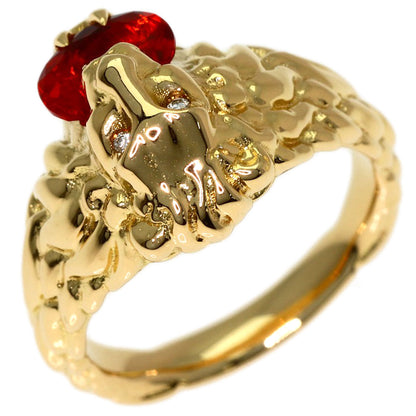 GUCCI Lionhead Fire Opal #11 Ring K18 Yellow Gold Ladies [Used]