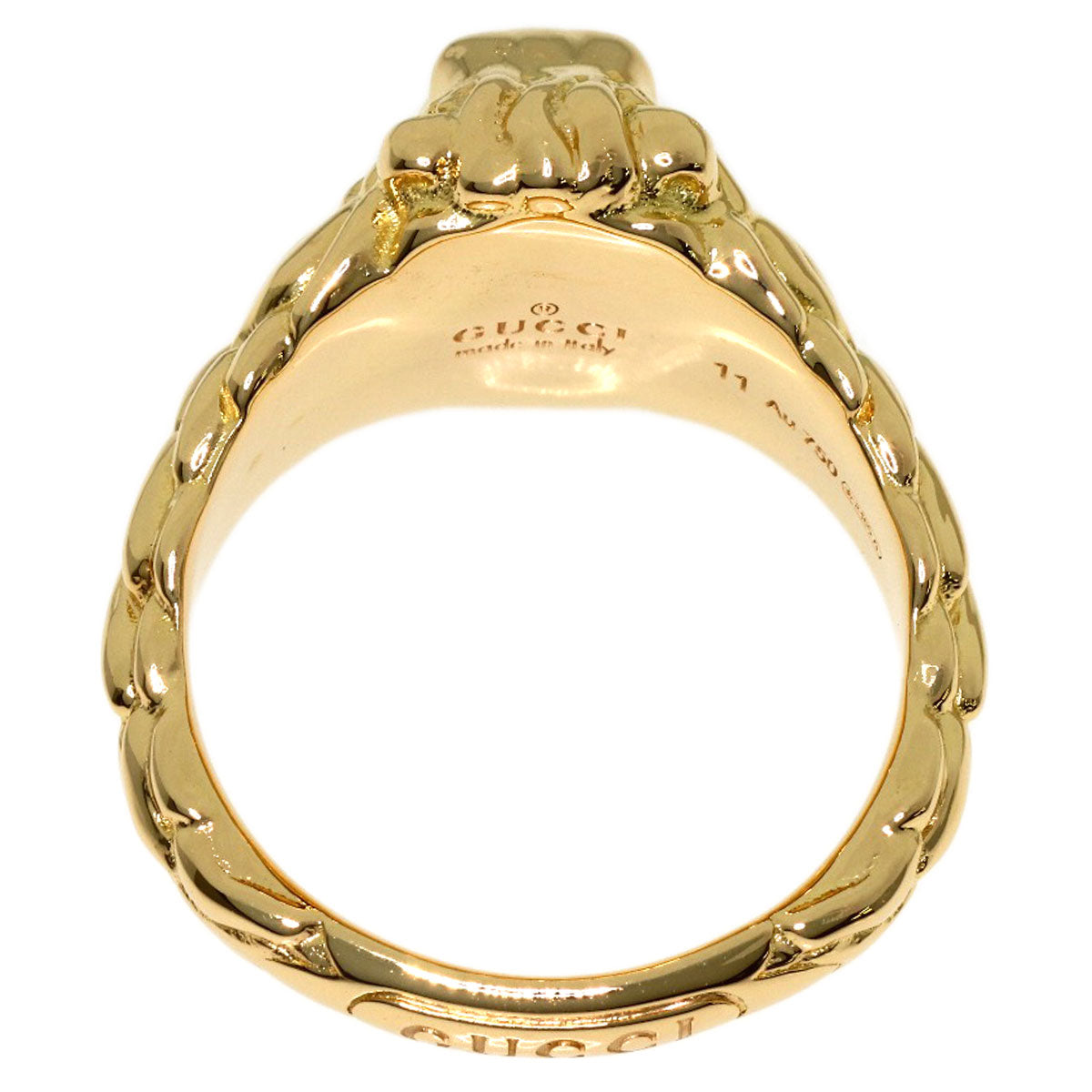 GUCCI Lionhead Fire Opal #11 Ring K18 Yellow Gold Ladies [Used]