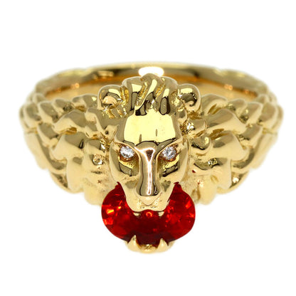 GUCCI Lionhead Fire Opal #11 Ring K18 Yellow Gold Ladies [Used]