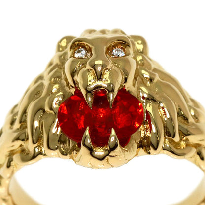 GUCCI Lionhead Fire Opal #11 Ring K18 Yellow Gold Ladies [Used]