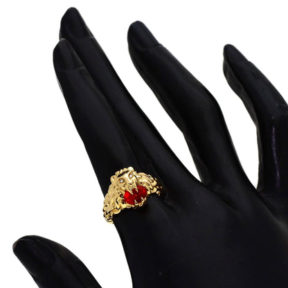 GUCCI Lionhead Fire Opal #11 Ring K18 Yellow Gold Ladies [Used]
