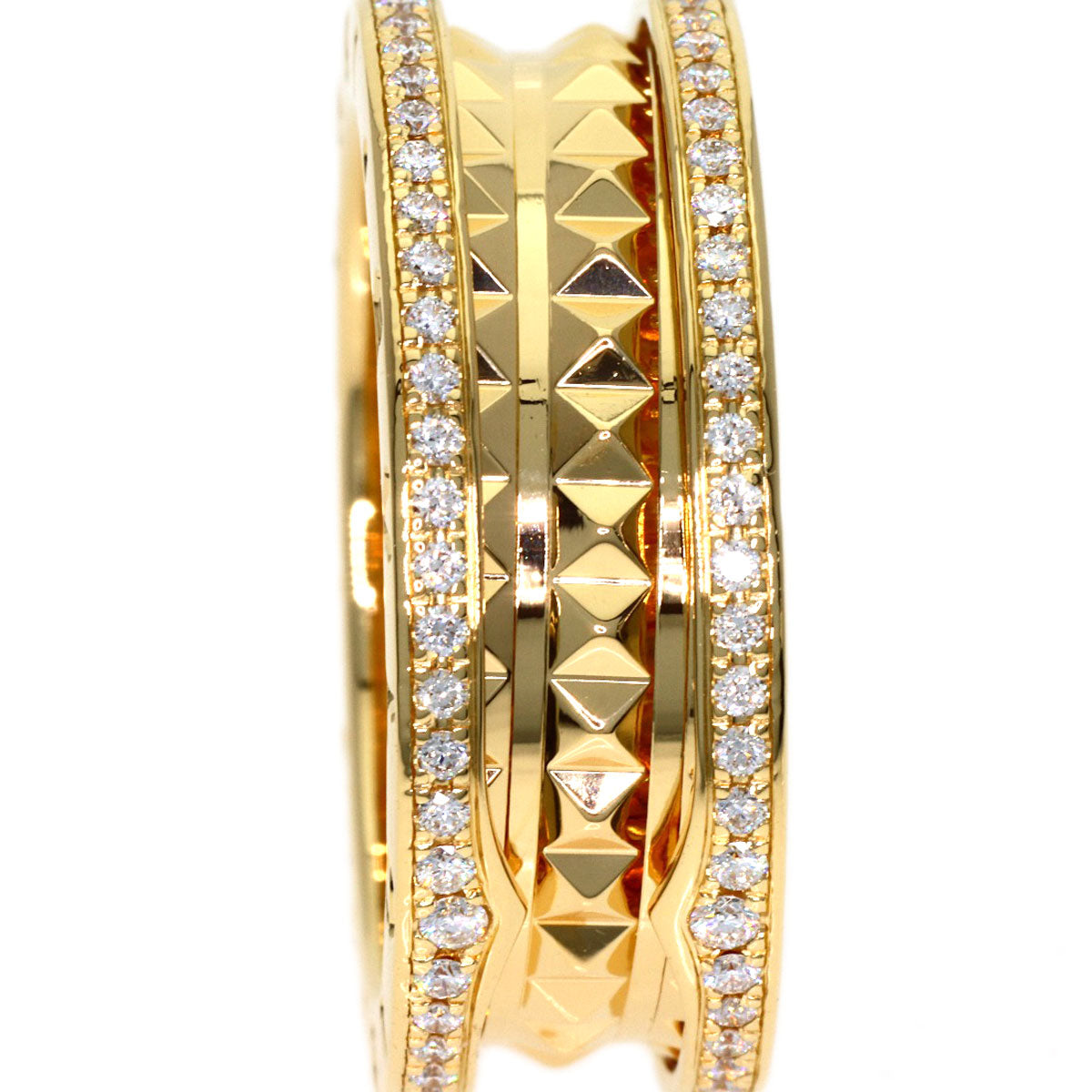 BVLGARI B.zero1 Rock Edge Diamond 2 Band #60 Ring K18 Yellow Gold Ladies [Used]