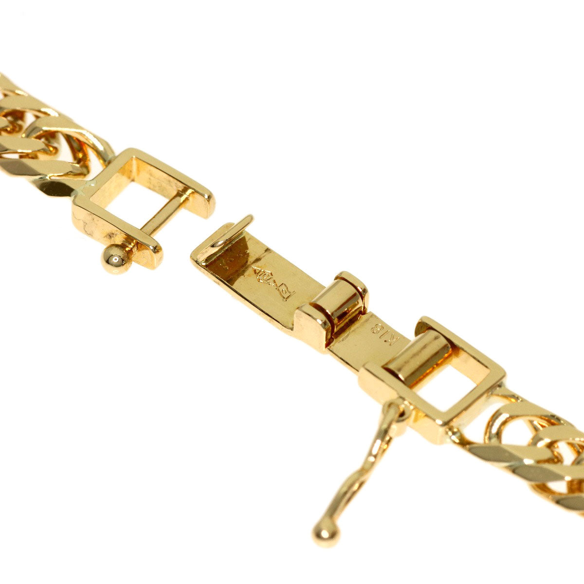 Curb chain Kihei W6 side Necklace K18 Yellow Gold 30.2g　Ladies
