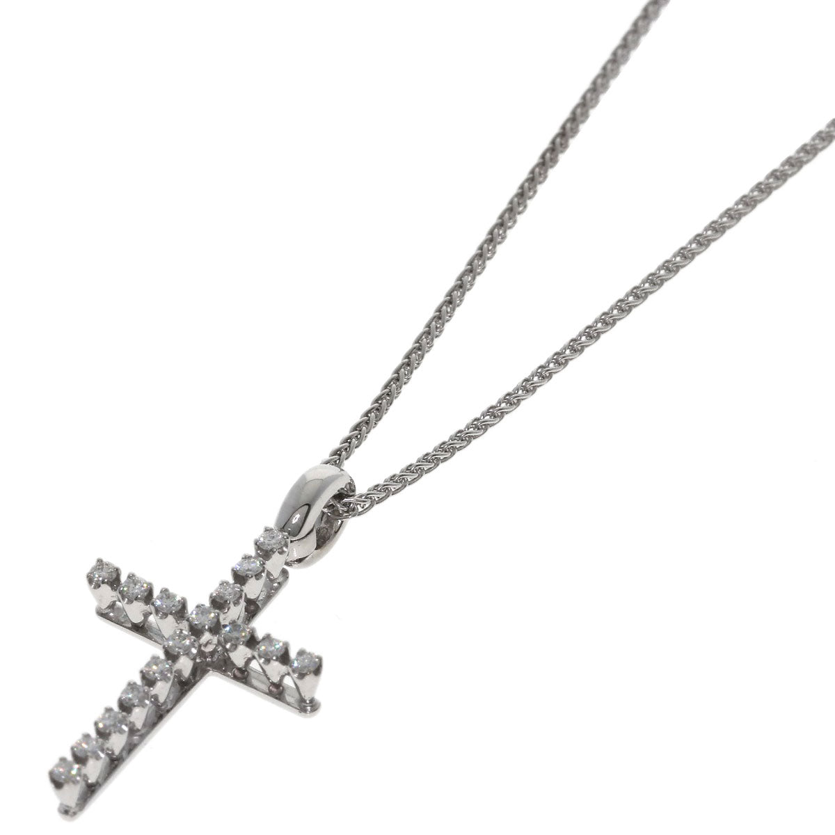 Damiani Mystery Cross Diamond Necklace K18 White Gold Ladies [Used]