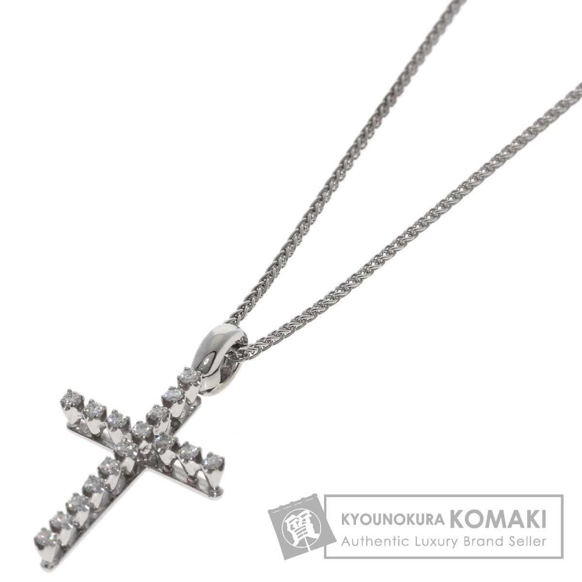 Damiani Mystery Cross Diamond Necklace K18 White Gold Ladies [Used]