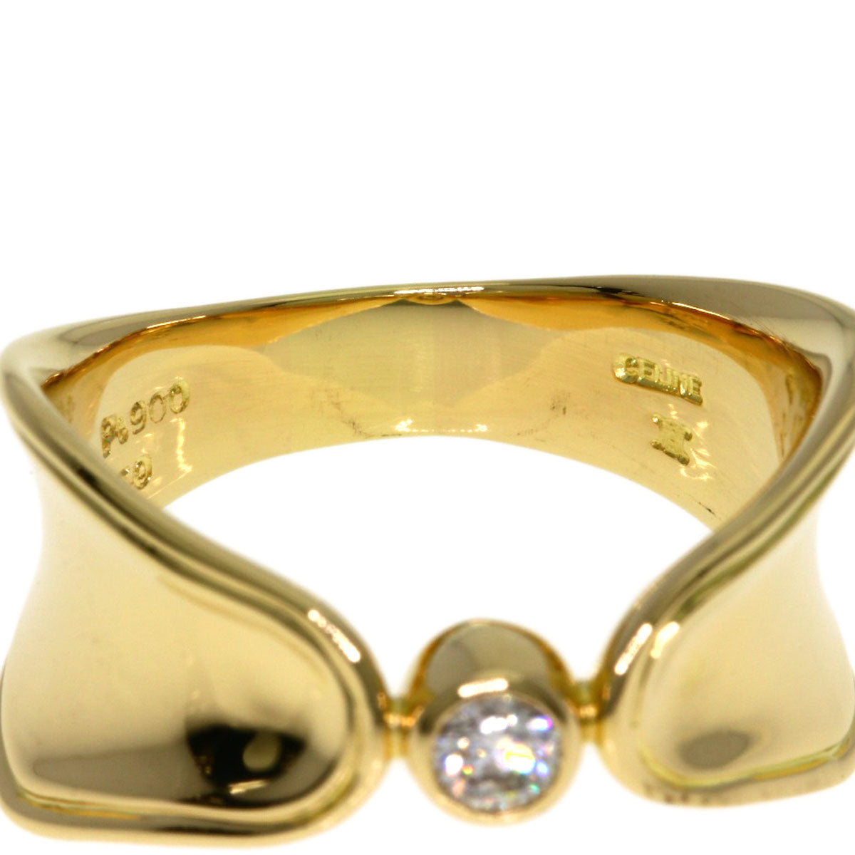 CELINE Diamond Ring Platinum PT900 18K Yellow GoldLadies [Used]