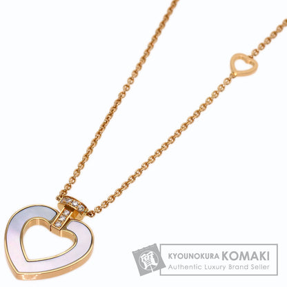 FRED Pretty Woman Onyx White Shell Diamond Necklace K18 Pink Gold Ladies [Used]