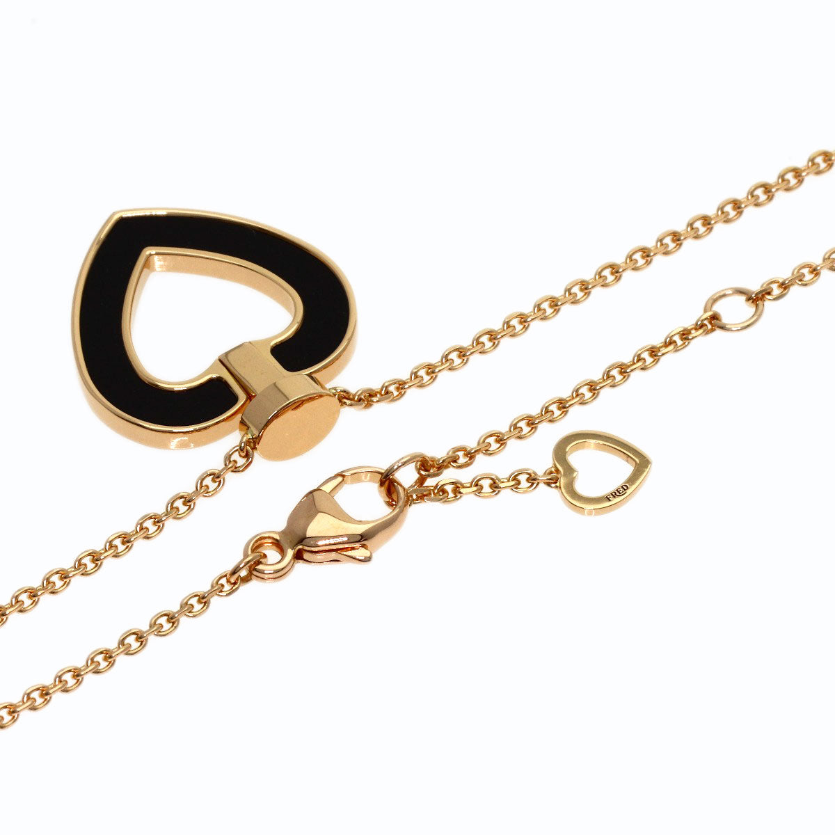 FRED Pretty Woman Onyx White Shell Diamond Necklace K18 Pink Gold Ladies [Used]