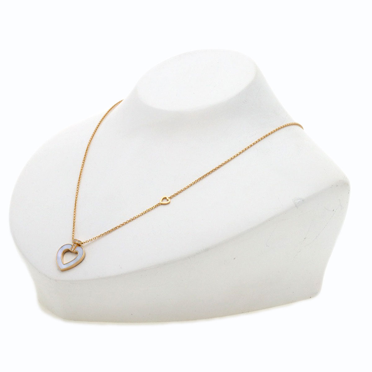FRED Pretty Woman Onyx White Shell Diamond Necklace K18 Pink Gold Ladies [Used]