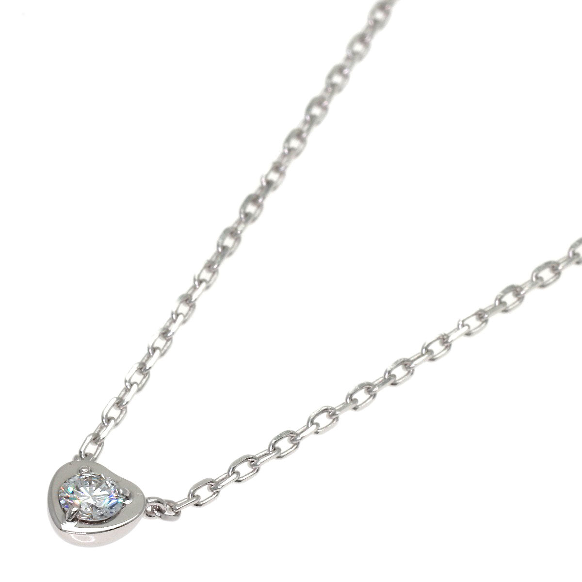 CARTIER Diamant Léger Heart SM Diamond Necklace K18 White Gold Ladies [Used]