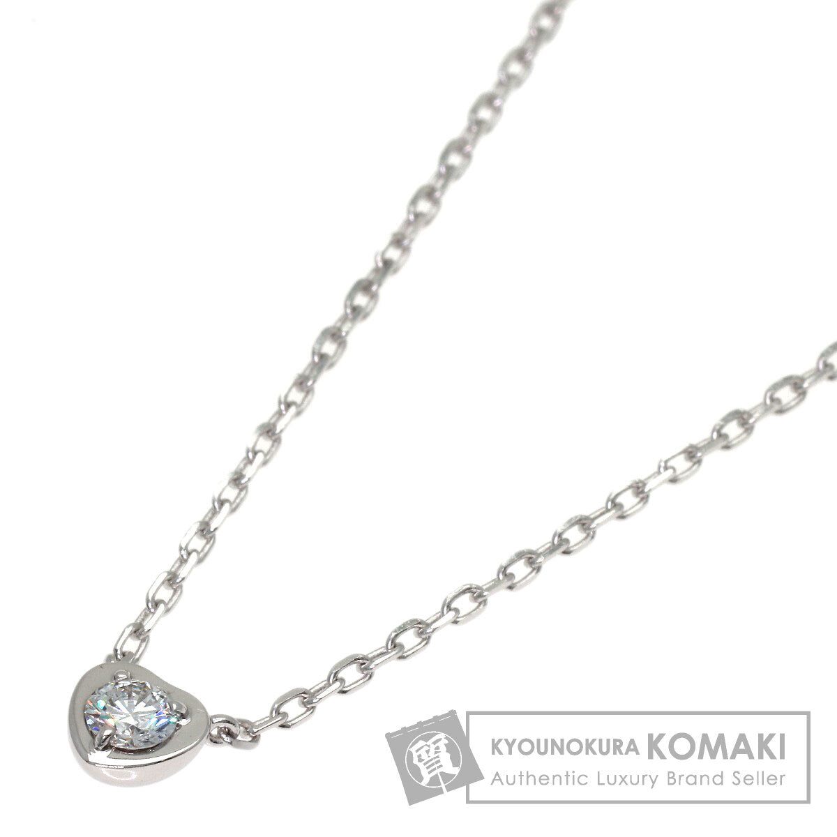 CARTIER Diamant Léger Heart SM Diamond Necklace K18 White Gold Ladies [Used]