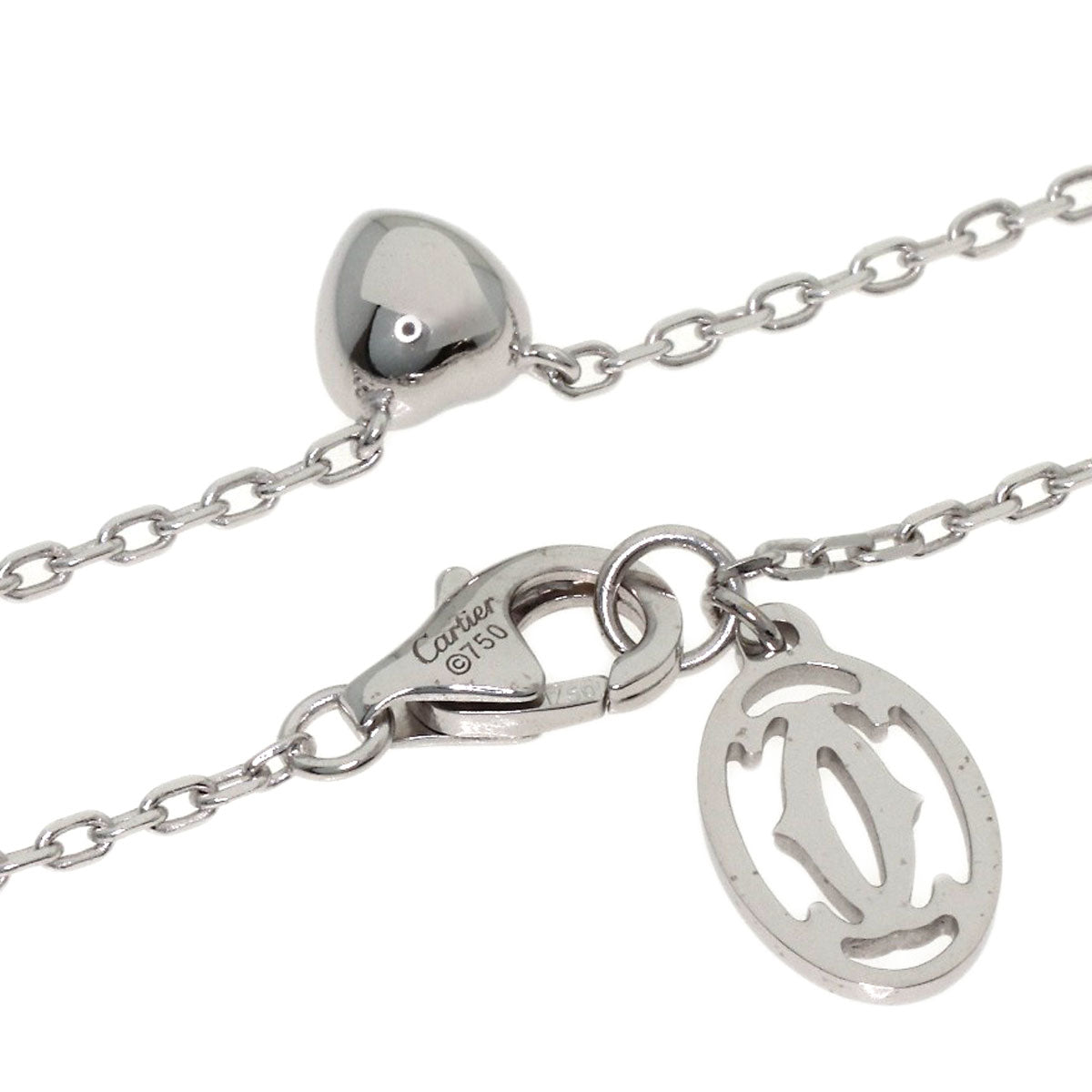 CARTIER Diamant Léger Heart SM Diamond Necklace K18 White Gold Ladies [Used]