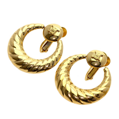 CELINE Circle Macadam Earring K18 Yellow Gold Ladies [Used]