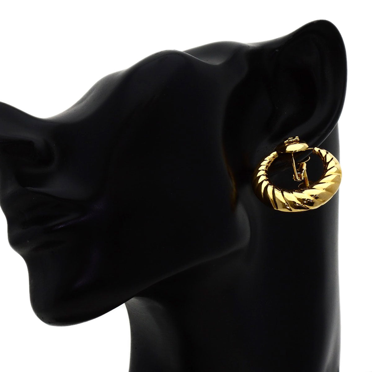 CELINE Circle Macadam Earring K18 Yellow Gold Ladies [Used]