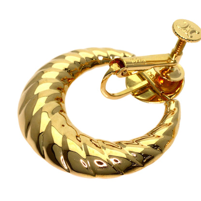 CELINE Circle Macadam Earring K18 Yellow Gold Ladies [Used]